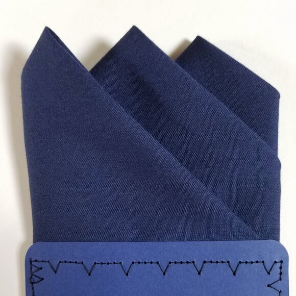 NEW Dark Blue 100% Cotton Pre-Folded Pocket Square Handkerchief Insert - Picture 8 of 8
